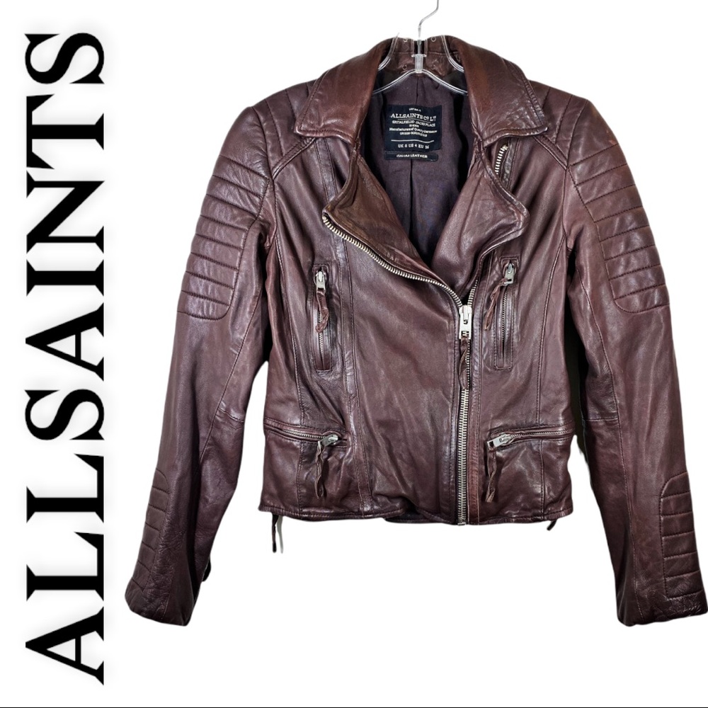 Allsaints Leather Moto Jacket, Size 4